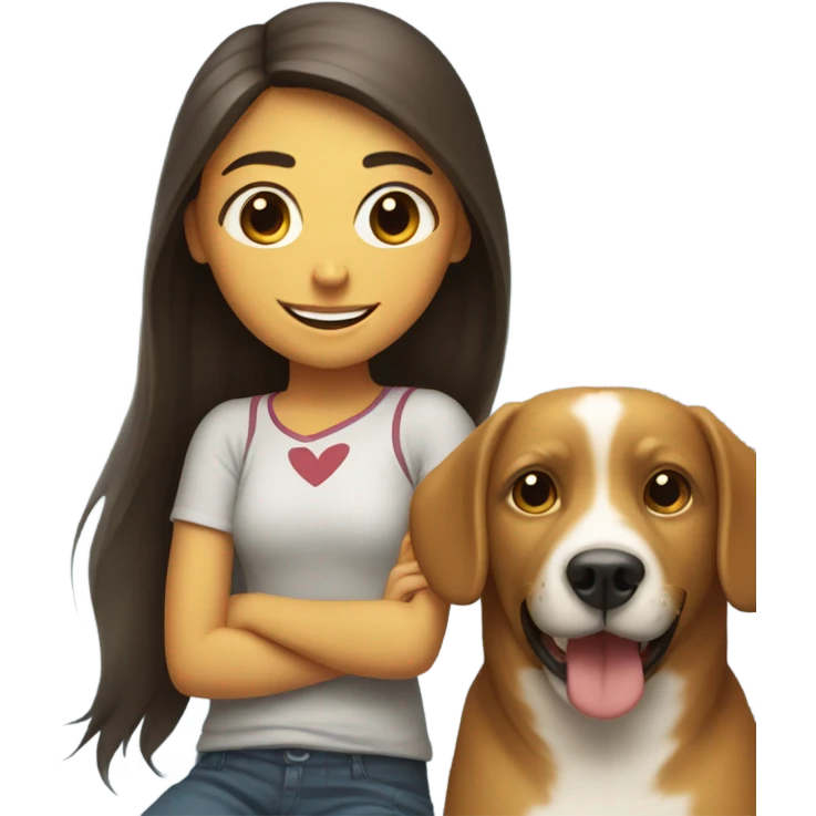 girl with dog smiling emoji