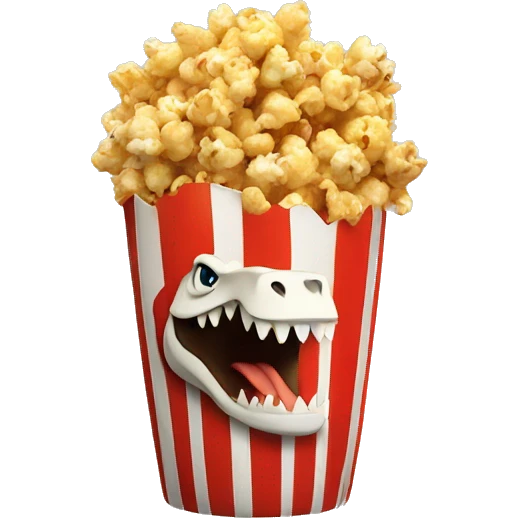 Popcorn with chicken legs and t rex arms emoji