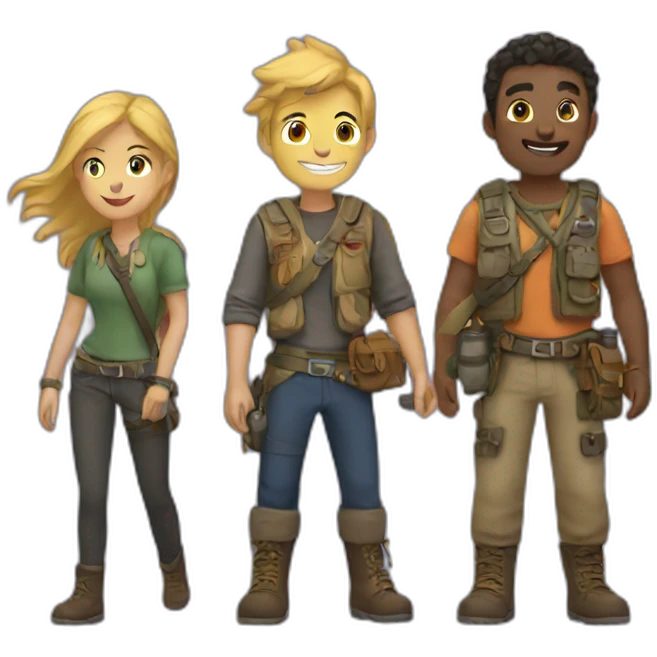 Adventure with 3 friends emoji