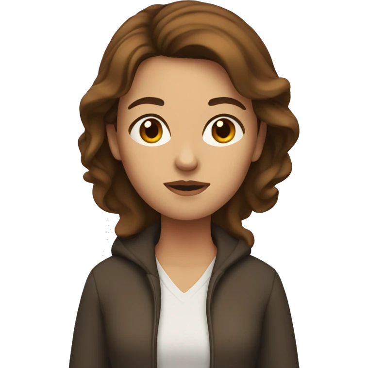woman with brown hair, focused emoji