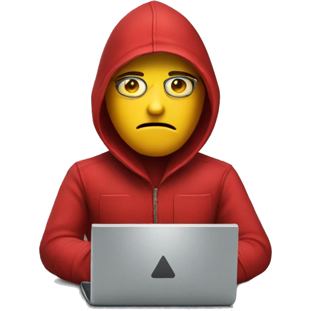 Hacker typing on red computer  emoji