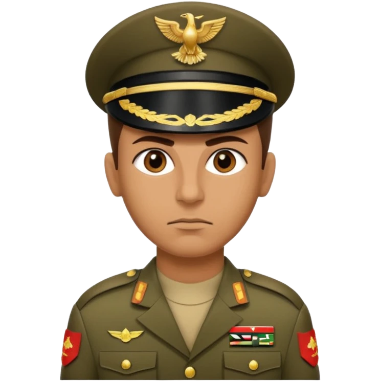 A portrait of an Iraqi soldier, shown from head to chest emoji