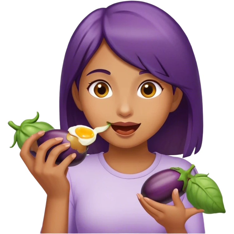 girl eating eggplants emoji