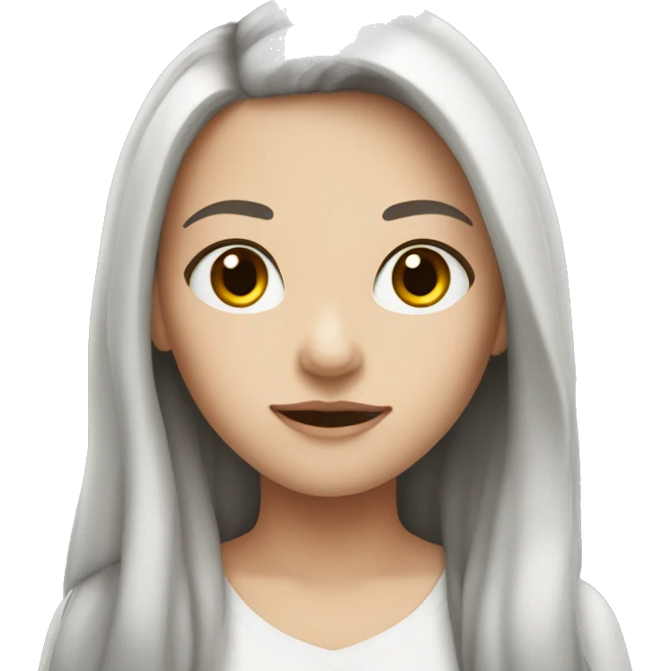 white Skin girl with dark brown long  hair  emoji