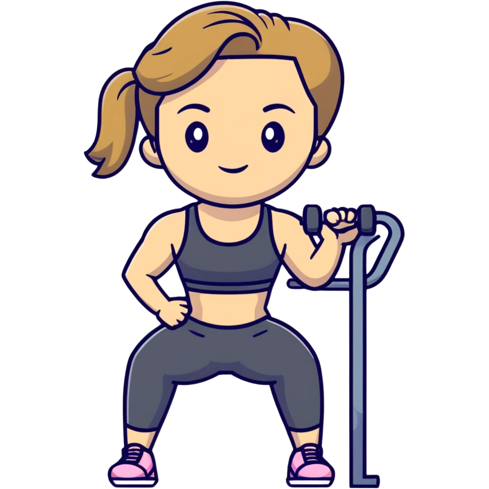 A dark blonde girl with a look gym emoji