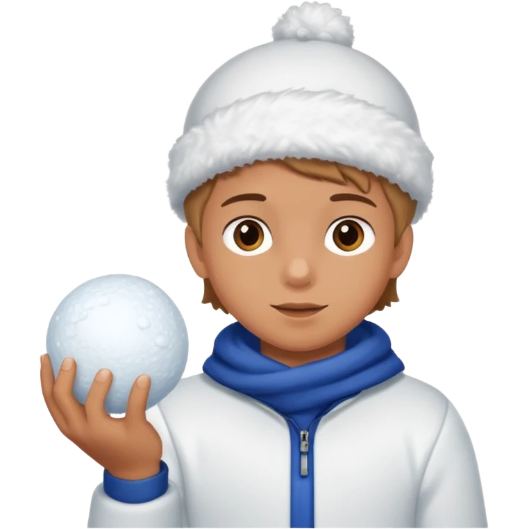 kid with sweated holding snowball emoji