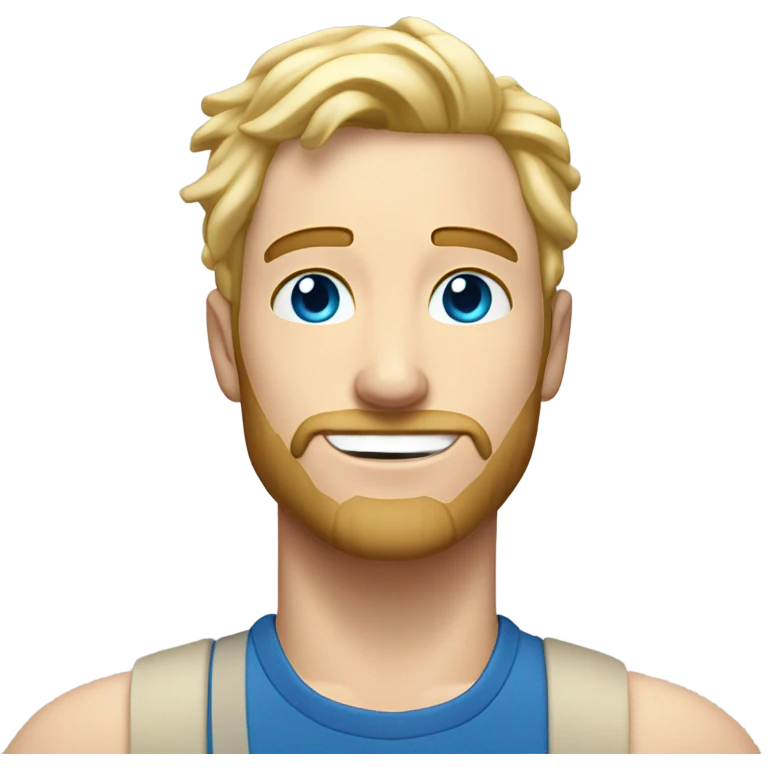 full body raised arms light curl blonde 30yo man blue eyed pale skin emoji