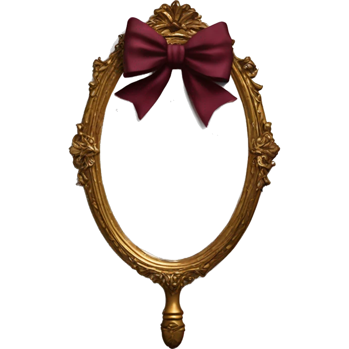 Vintage mivintage mirror with handle and burgundy bow emoji