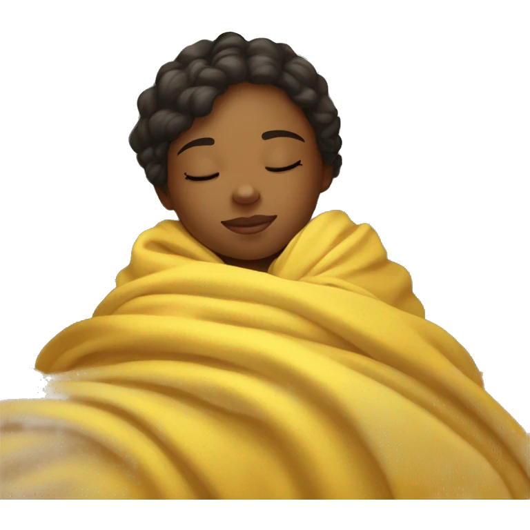 Girl sleeping with yellow blanket peacefully  emoji