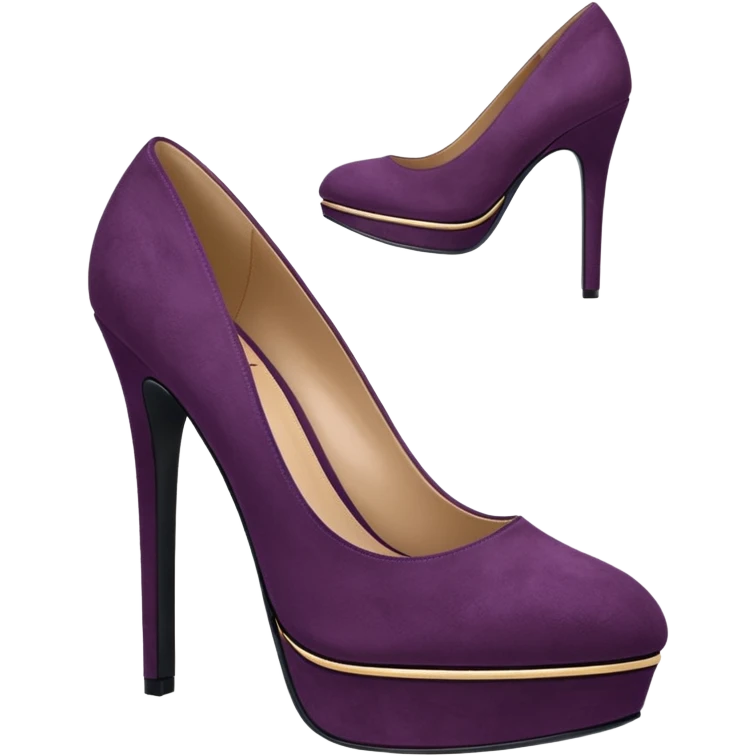 Midnight plum color REALISTIC suede platform high heels  emoji