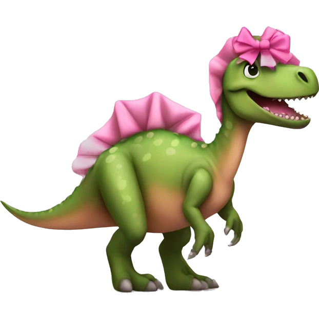 Dinosaur with a pink tutu and pink bow  emoji