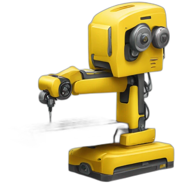 Robot tondeuse jaune et rectangulaire  emoji