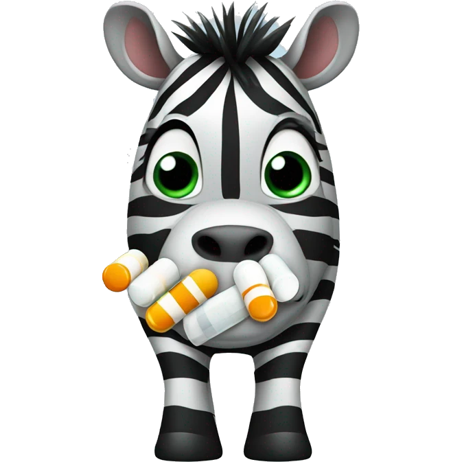 Zebra holding pills emoji