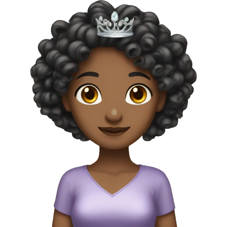 Long curly dark hair color birthday tiara light skin emoji
