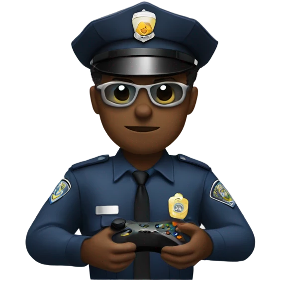 A cop playing Xbox emoji