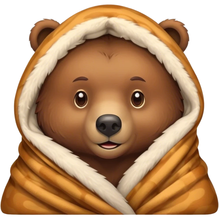 bear cozy in blanket emoji