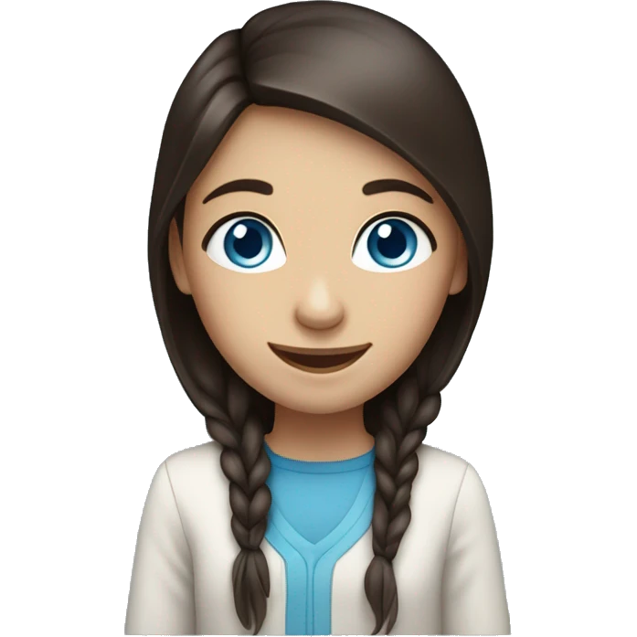 long dark brown hair girl with blue eyes smiling emoji
