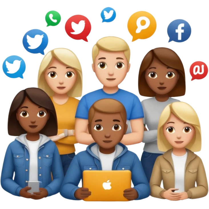 group of people ultimately creating a social media agency emoji