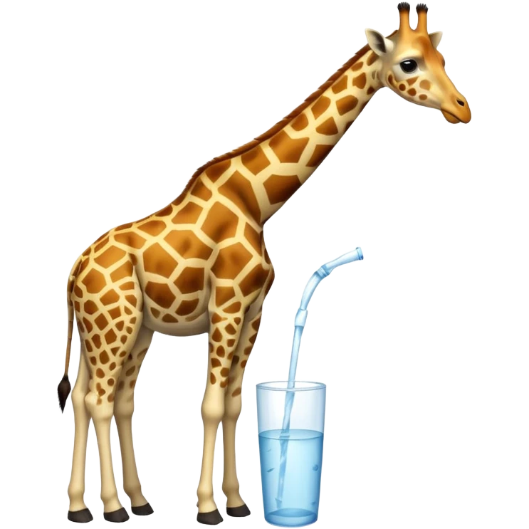 High resolution giraffe lean its neck to drink emoji