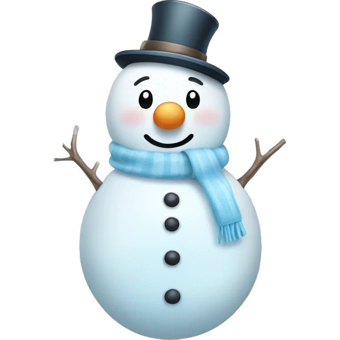 Very Cute white and light blue snowman emoji