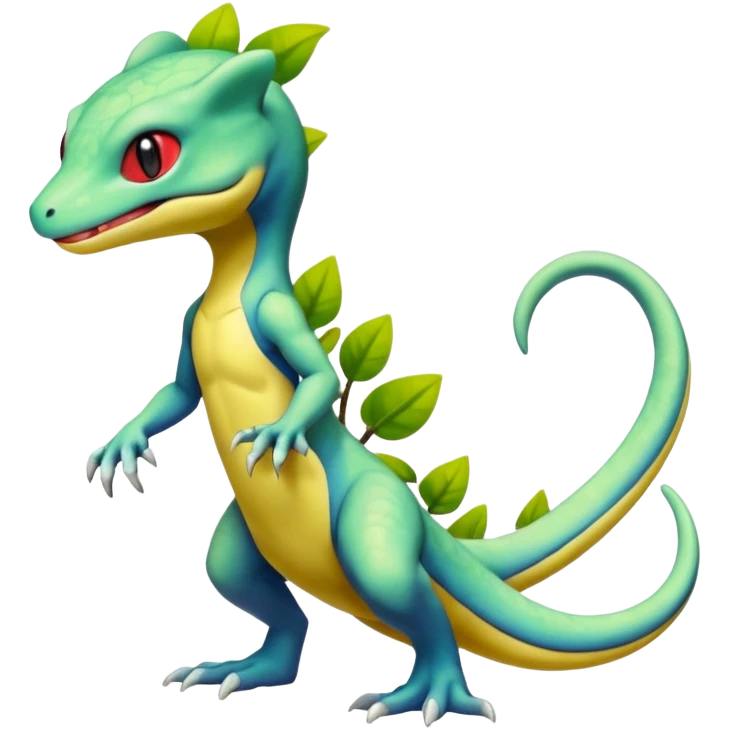 Mewtwo-Salandit-Gecko-Treecko-Kecleon-Fakémon-Pokémon-hybrid-creature (full body)  emoji