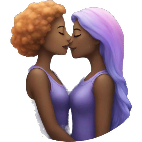 Galaxies between two woman kissing emoji