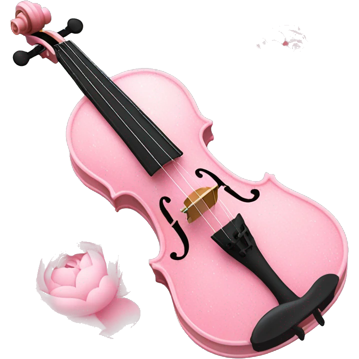 soft pastel pink violin with peonies and glitter emoji