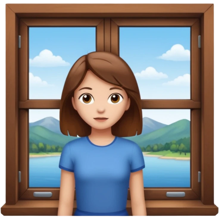 girl with brown hair by window emoji