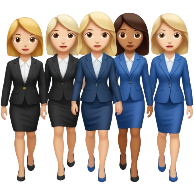 6 women interviewee walking in front of the interviewer emoji