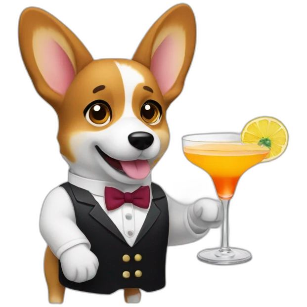 corgi butler serving a cocktail emoji