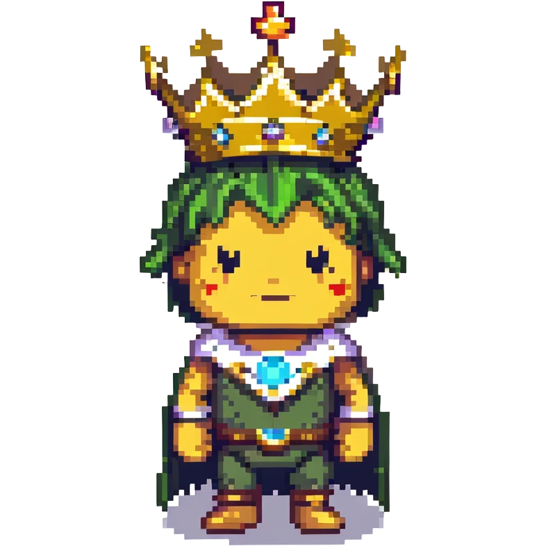powerful character with golden crown, glow, striking background emoji