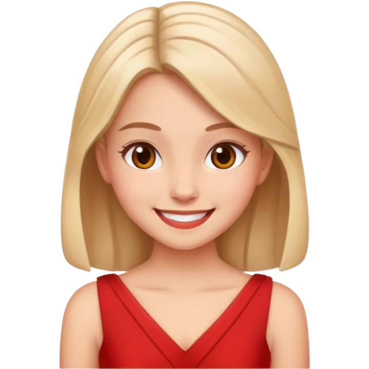 Girl wearing a red dress and being cute emoji