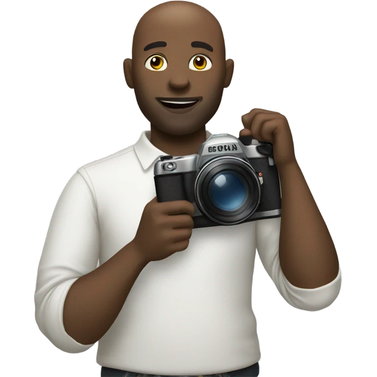 Bald black guy with camera emoji