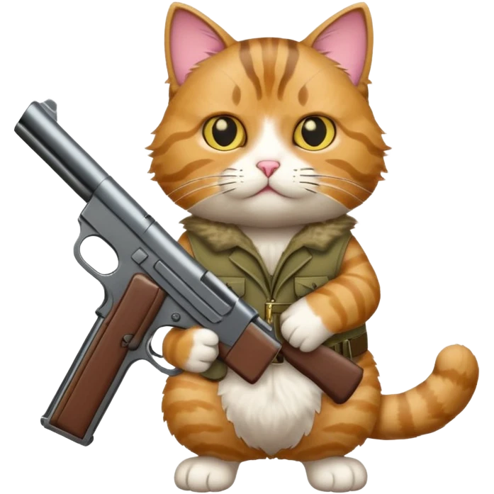 Cat holding a gun emoji