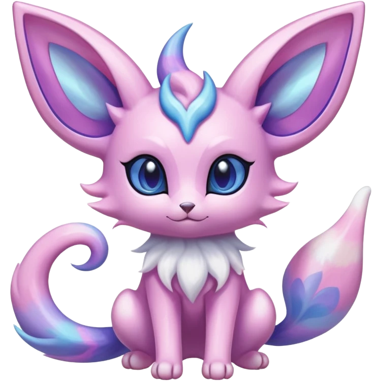 Shiny Exotic Cute Nebulae Ethereal Espeon-Sylveon-Meowstic-Hybrid-Creature with pattern-markings emoji