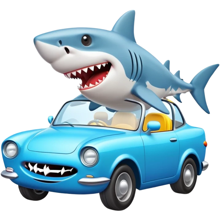 Shark drivig car emoji