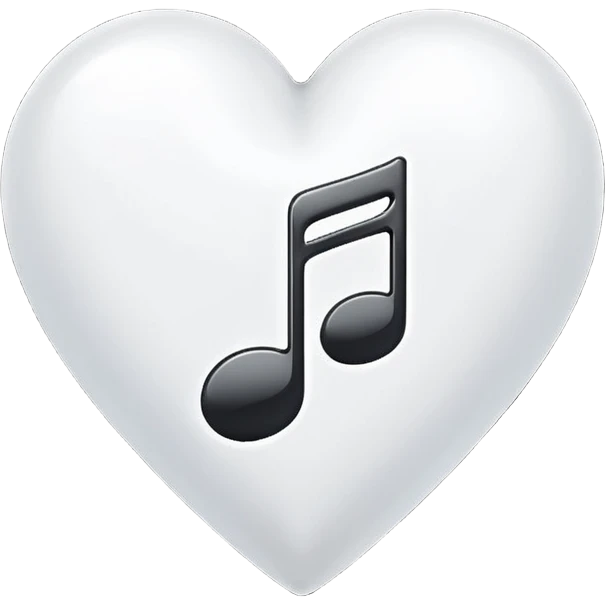 white heart with a music note emoji
