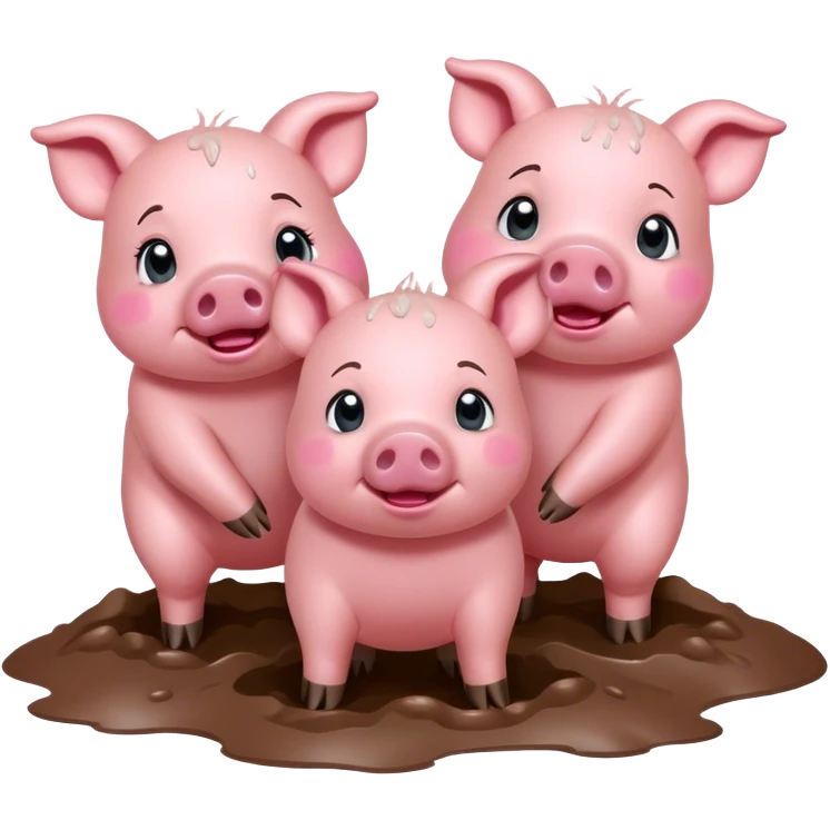 3 little piggies at the fair playing in mud during a rainstorm  emoji