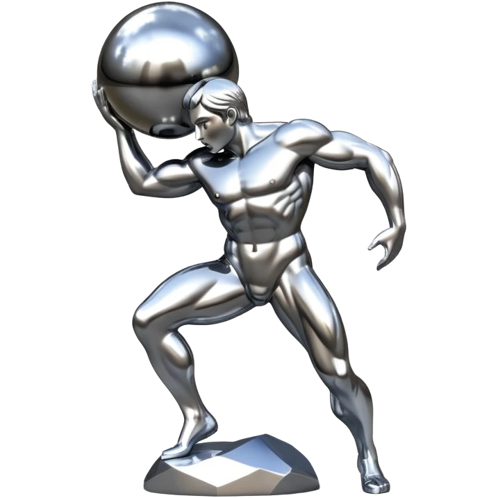 sorayama Sisyphus carrying big sphere on his back sculpture emoji