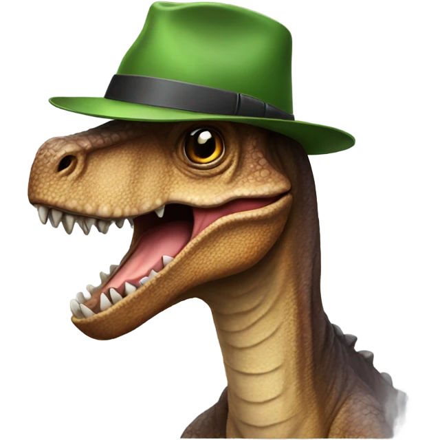 Dinosaur wearing a hat emoji