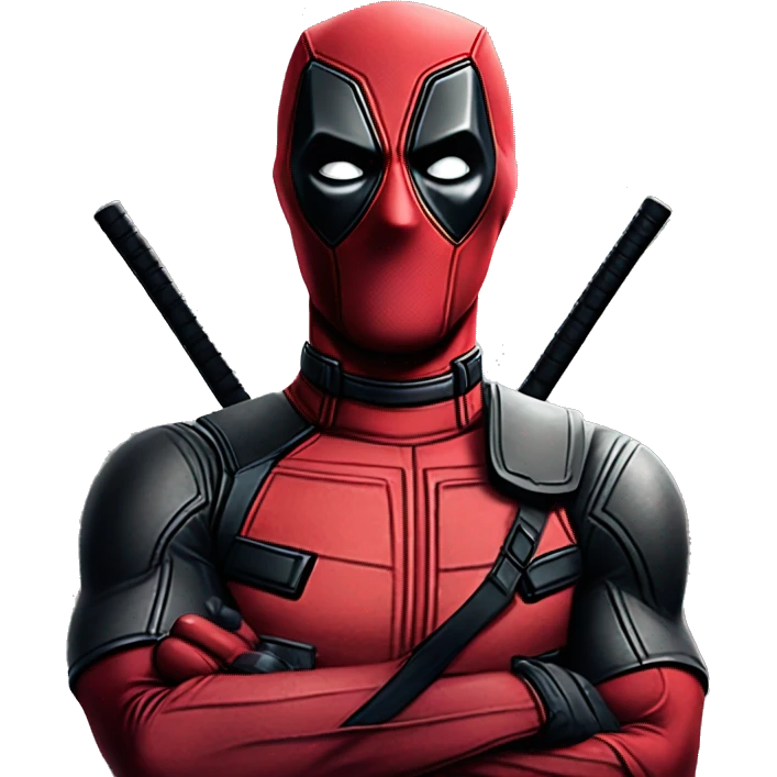 Deadpool holding a notw which says shussssh emoji