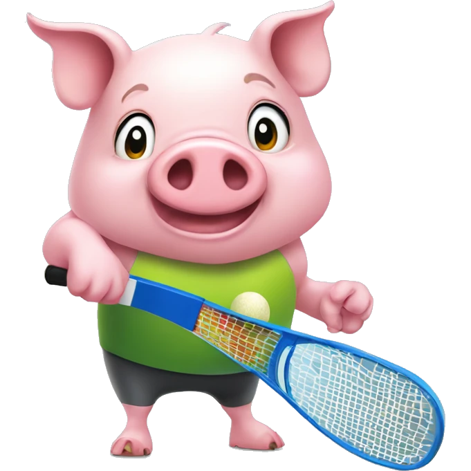 Cute pig plays pickleball emoji