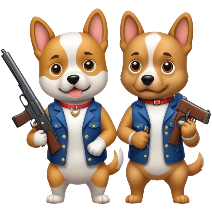 Dogs with guns emoji