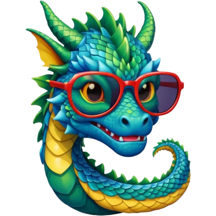 colorful dragon wearing sunglasses emoji