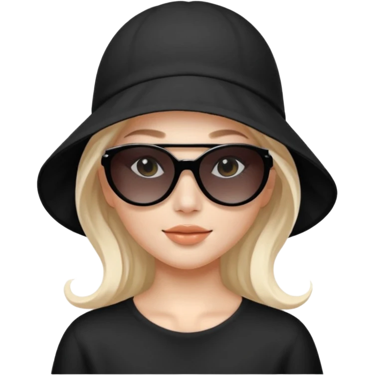 White girl with a white skincare face mask on, sunglasses and a black bonnett covering her hair emoji