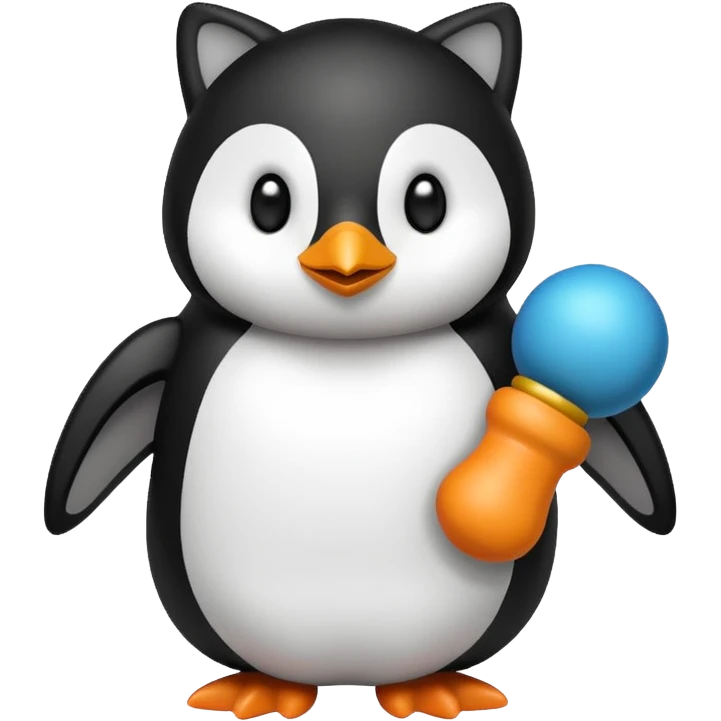 penguin with a cat toy emoji