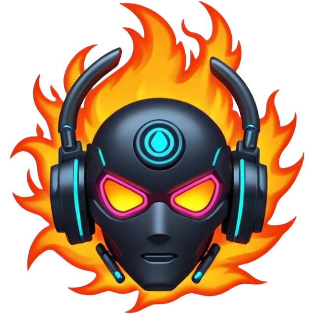 Fire cyberpunk outline neon emoji