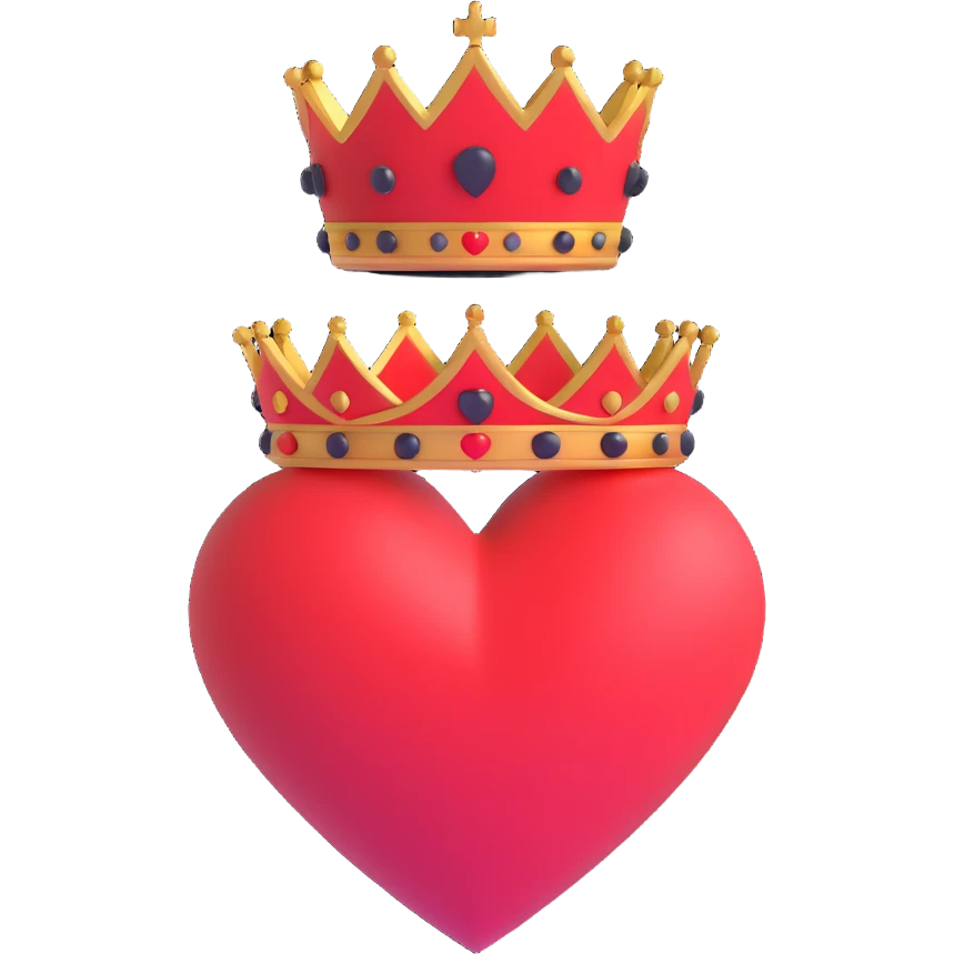 heart 75% red and 25% black with a queen's crown on top emoji