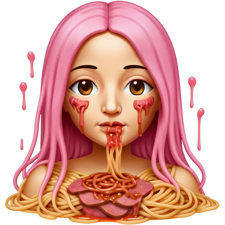  SPAM meat melted pink dripping sauce spaghetti monalisa portrait emoji