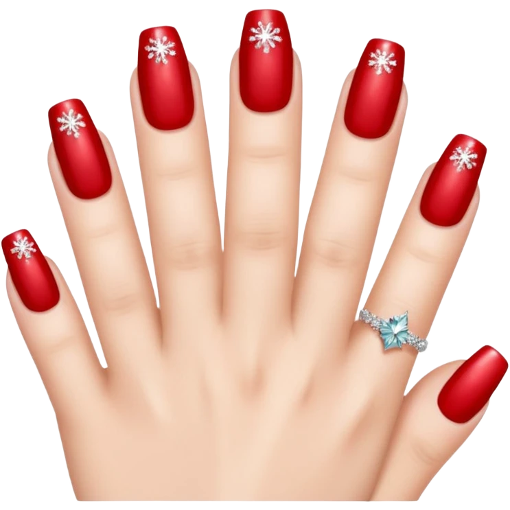 create a nail design that is red, aesthetic, christmas, and girly emoji